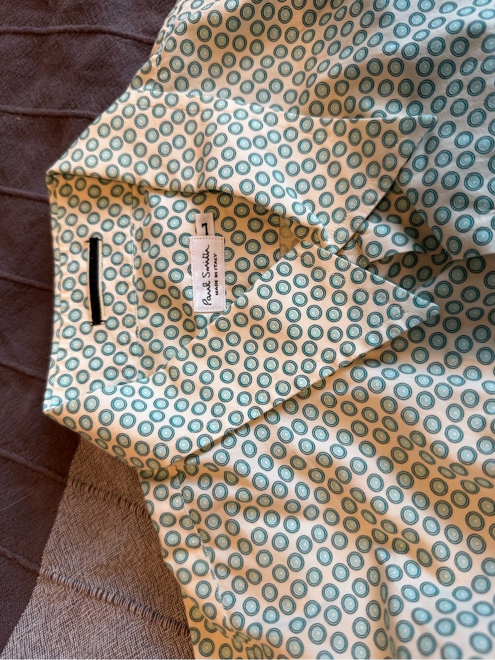Paul Smith Cream Shirt with Green Circular Print